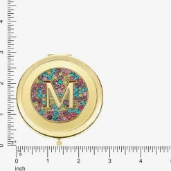 Monet Jewelry Initial Gold Tone Round Compact Mirror