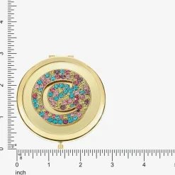 Monet Jewelry Initial Gold Tone Round Compact Mirror
