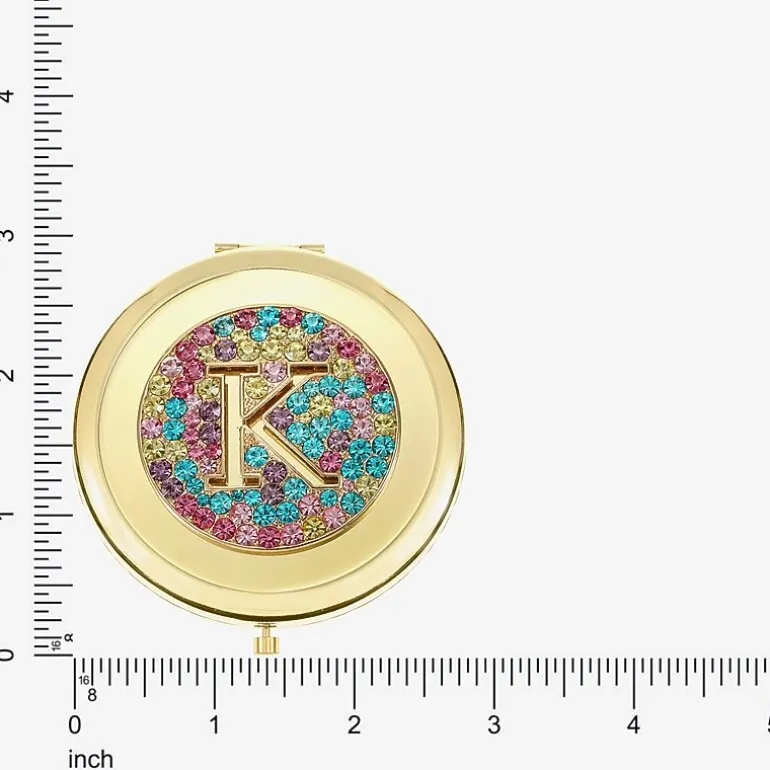Monet Jewelry Initial Gold Tone Round Compact Mirror