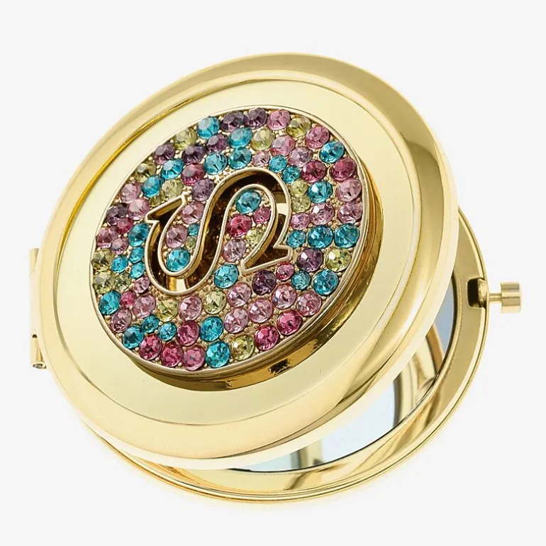 Monet Jewelry Initial Gold Tone Round Compact Mirror