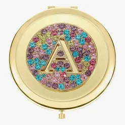 Monet Jewelry Initial Gold Tone Round Compact Mirror