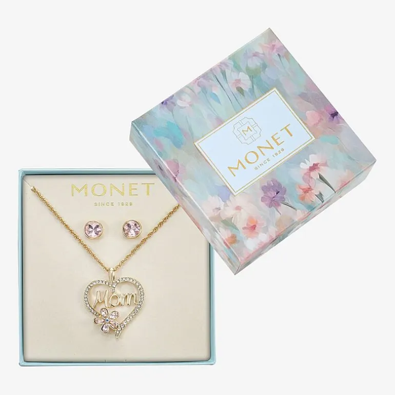 Monet Jewelry Mom Womens Pink Glass Heart 2-pc. Jewelry Set