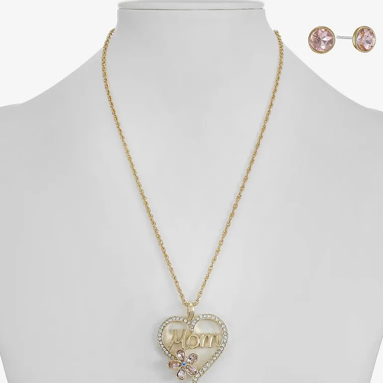 Monet Jewelry Mom Womens Pink Glass Heart 2-pc. Jewelry Set