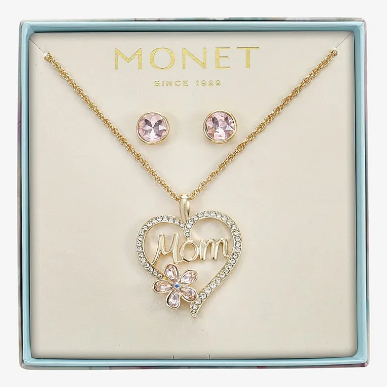 Monet Jewelry Mom Womens Pink Glass Heart 2-pc. Jewelry Set