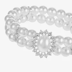 Monet Jewelry Timeless Silver Tone Womens Glass Simulated Pearl Stretch Bracelet