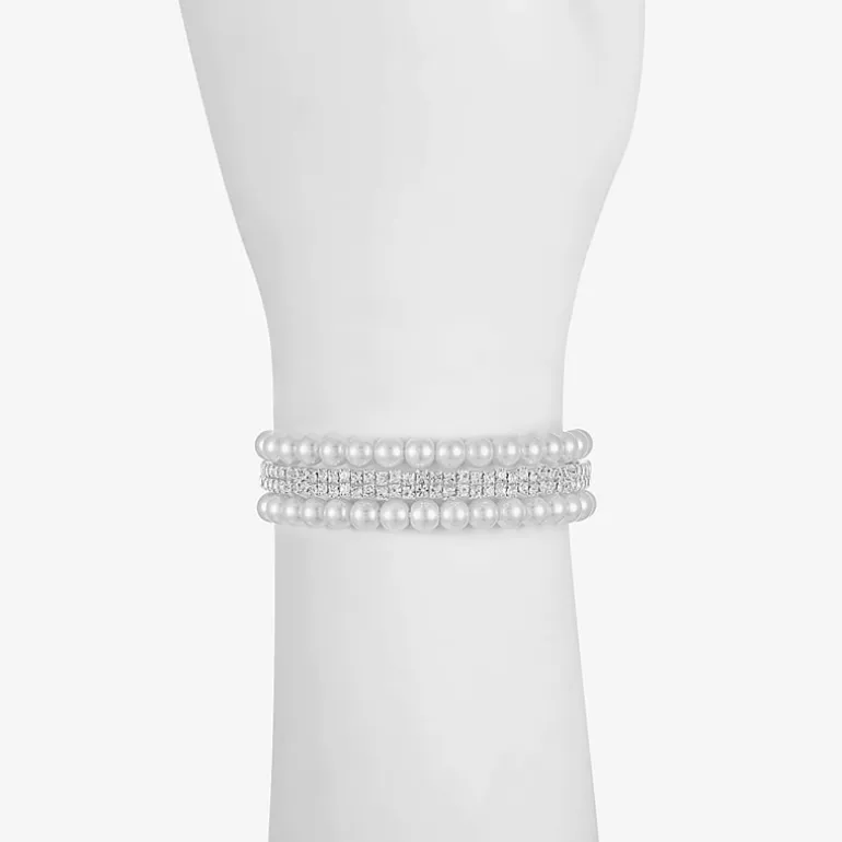 Monet Jewelry Timeless Silver Tone Womens Glass Cuff Bracelet