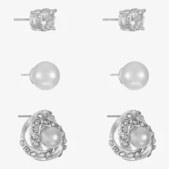 Monet Jewelry Timeless Womens Simulated Pearl Hypoallergenic 3 Pair Earring Set