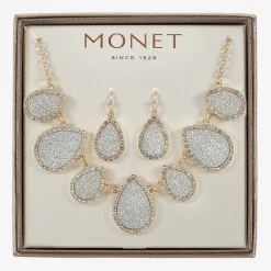 Monet Jewelry Two Tone Collar Frontal Necklaces & Drop Earring Womens Glass 2-pc. Jewelry Set