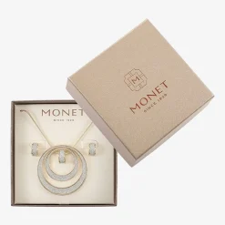 Monet Jewelry Two Tone Pendant Necklace And Huggie Earring Womens 2-pc. Jewelry Set