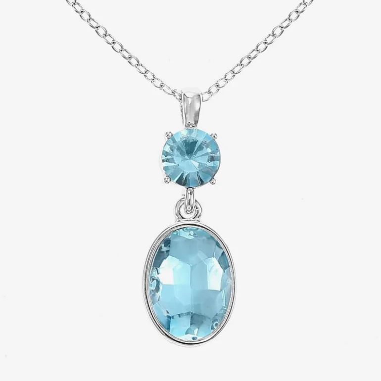 Monet Jewelry Womens Blue Glass Oval 17 Inch Pendant Necklace
