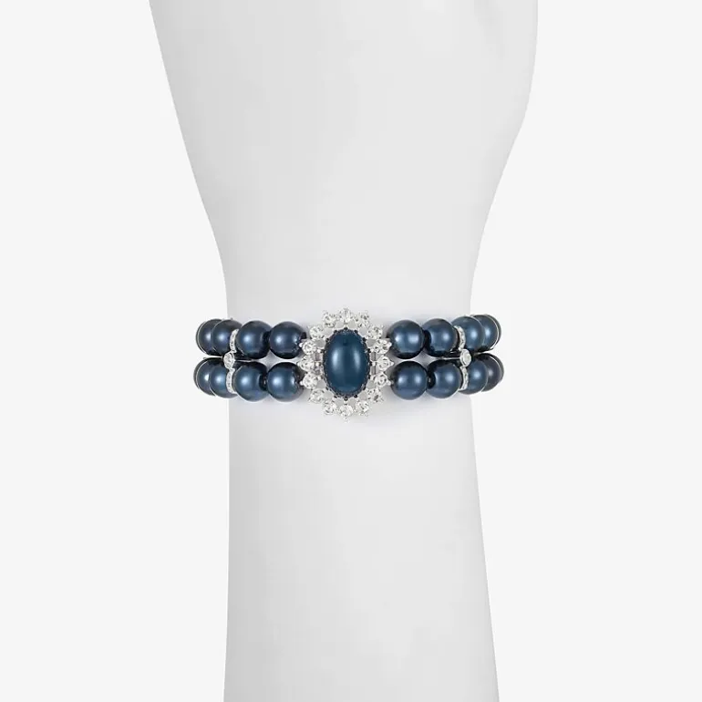 Monet Jewelry Womens Glass Simulated Pearl Round Stretch Bracelet