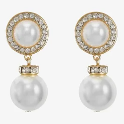 Monet Jewelry Womens Glass Simulated Pearl Round Hypoallergenic Drop Earrings