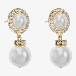 Monet Jewelry Womens Glass Simulated Pearl Round Hypoallergenic Drop Earrings