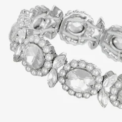 Monet Jewelry Womens Glass Simulated Pearl Oval Stretch Bracelet