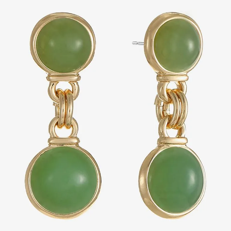 Monet Jewelry Womens Green Round Hypoallergenic Drop Earrings