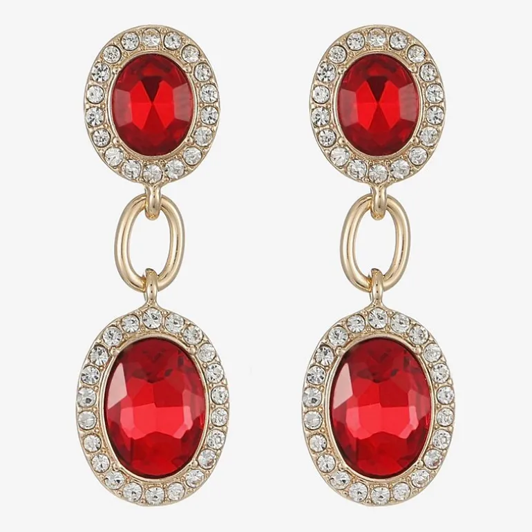Monet Jewelry Womens Red Glass Oval Hypoallergenic Drop Earrings