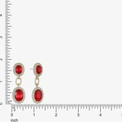 Monet Jewelry Womens Red Glass Oval Hypoallergenic Drop Earrings