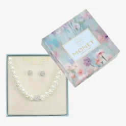 Monet Jewelry Womens White Glass Simulated Pearl 2-pc. Jewelry Set