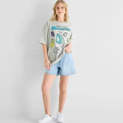 Monsters Inc Oversized Tee Womens Juniors Crew Neck Short Sleeve Oversized Graphic T-Shirt