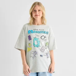 Monsters Inc Oversized Tee Womens Juniors Crew Neck Short Sleeve Oversized Graphic T-Shirt