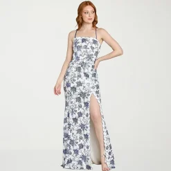 Morgan & Co. Womens Juniors Scallop Neck Short Sleeve Sequin Floral Bodycon Dress