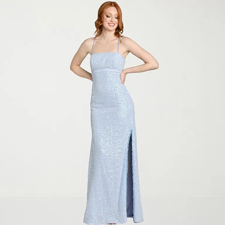 Morgan & Co. Womens Juniors Square Neck Sleeveless Beaded Sequin Bodycon Dress