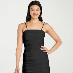 Morgan & Co. Womens Juniors Straight Neck Sleeveless Glitter Bodycon Dress