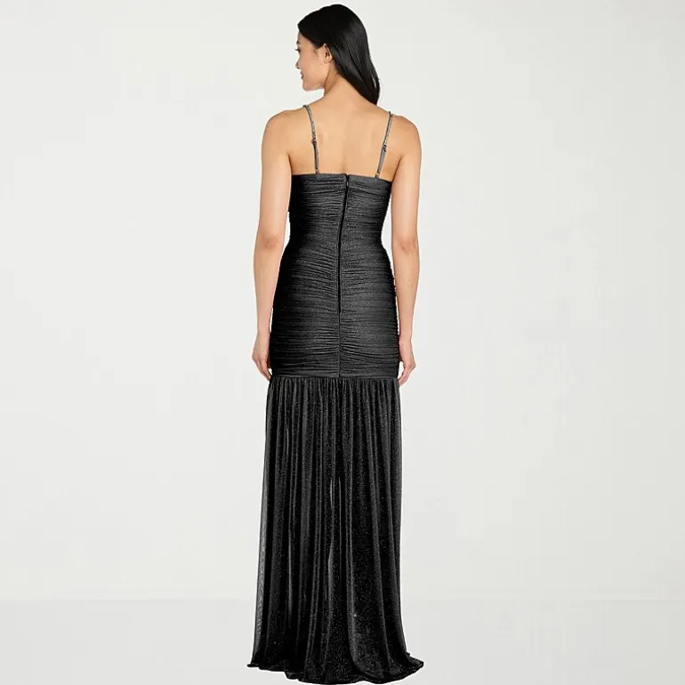 Morgan & Co. Womens Juniors Straight Neck Sleeveless Glitter Bodycon Dress