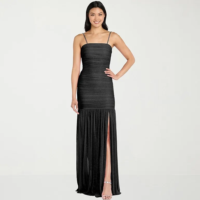 Morgan & Co. Womens Juniors Straight Neck Sleeveless Glitter Bodycon Dress
