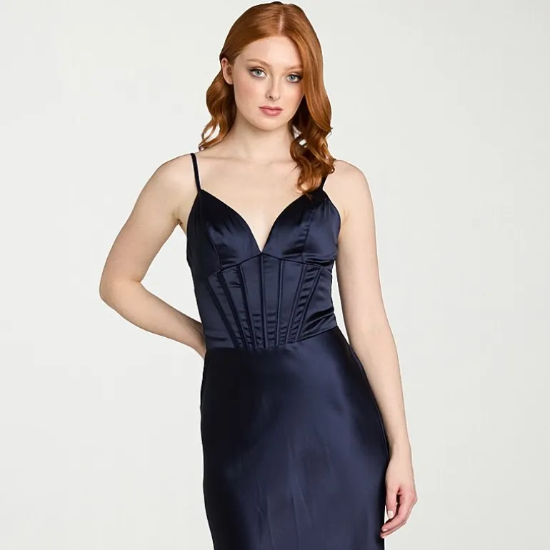 Morgan & Co. Womens Juniors V Neck Short Sleeve Satin Bodycon Dress