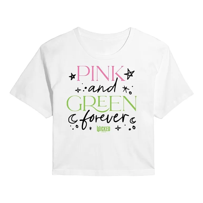 Movie Pink And Green Forever Cropped Tee Womens Juniors Crew Neck Short Sleeve Regular Fit Wicked Graphic T-Shirt