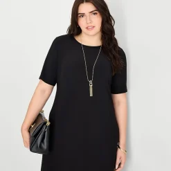 MSK Womens Plus Round Neck Short Sleeve Maxi Dress