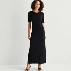 MSK Womens Round Neck Short Sleeve Fitted Maxi Dress