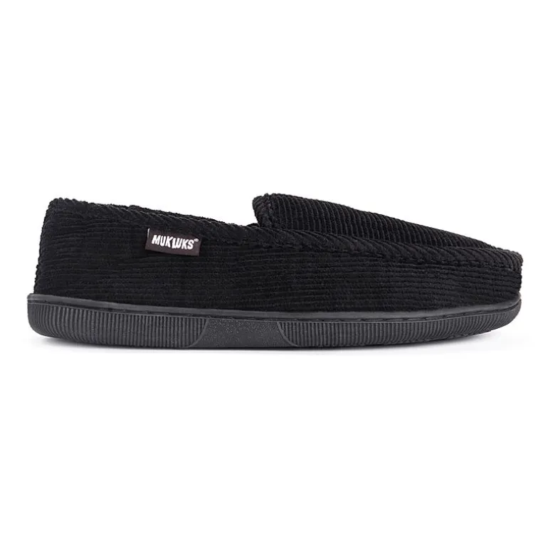 Muk Luks Corduroy Moccasin Mens Memory Foam Slip Resistant Slip-On Slippers