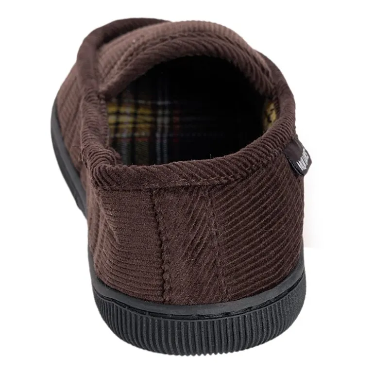 Muk Luks Corduroy Moccasin Mens Memory Foam Slip Resistant Slip-On Slippers