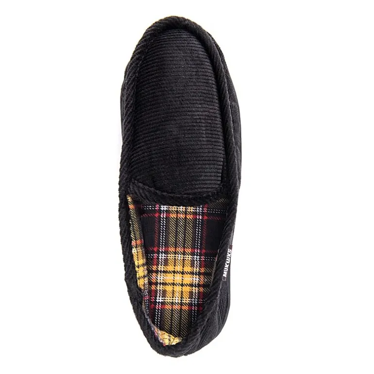 Muk Luks Corduroy Moccasin Mens Memory Foam Slip Resistant Slip-On Slippers