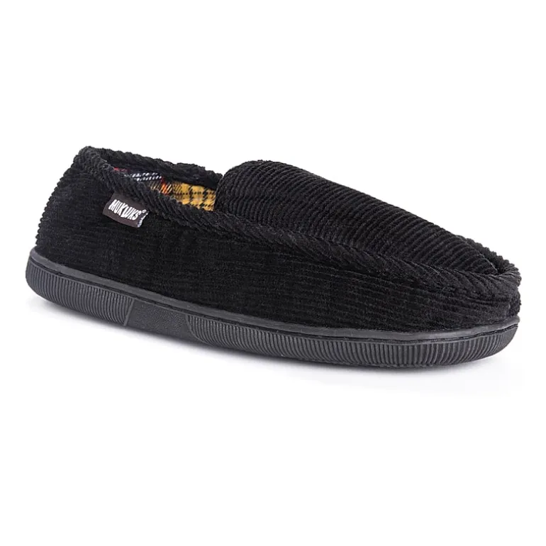 Muk Luks Corduroy Moccasin Mens Memory Foam Slip Resistant Slip-On Slippers