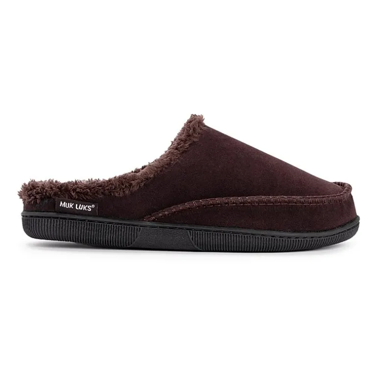 Muk Luks Faux Suede Clog Mens Memory Foam Slip Resistant Slip-On Slippers