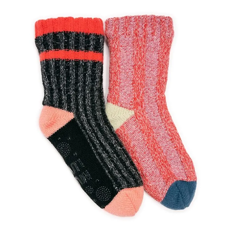 Muk Luks Womens 2 Pair Slipper Socks