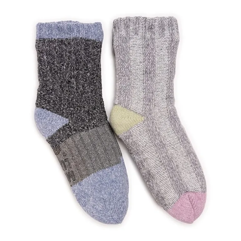 Muk Luks Womens 2 Pair Slipper Socks