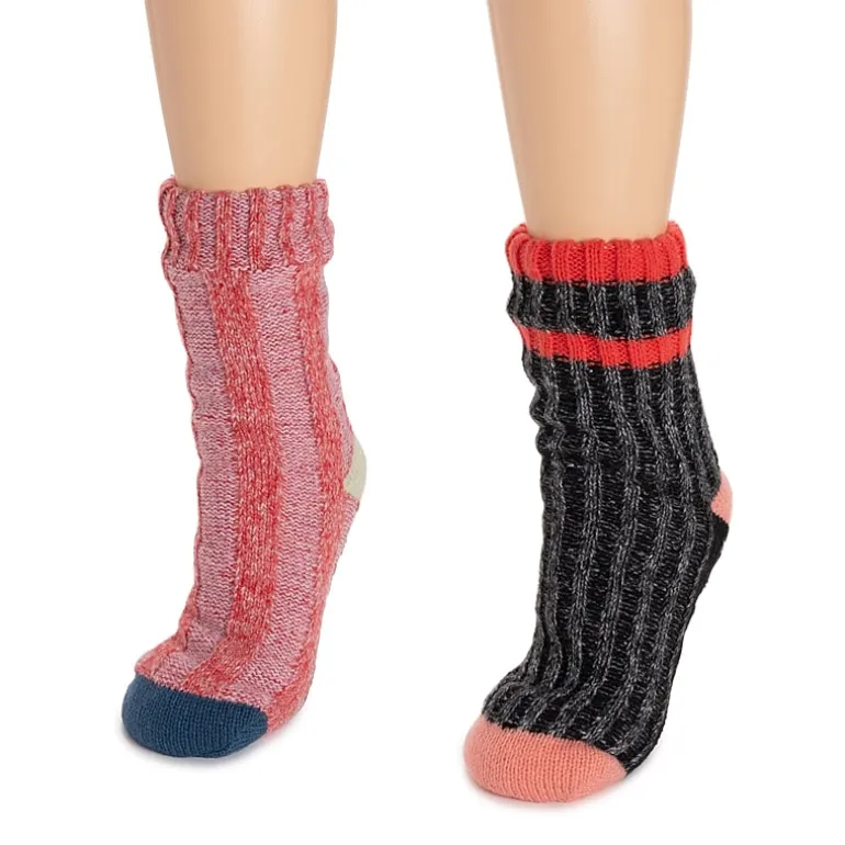 Muk Luks Womens 2 Pair Slipper Socks