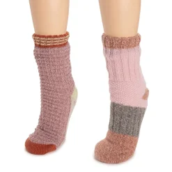 Muk Luks Womens 2 Pair Slipper Socks