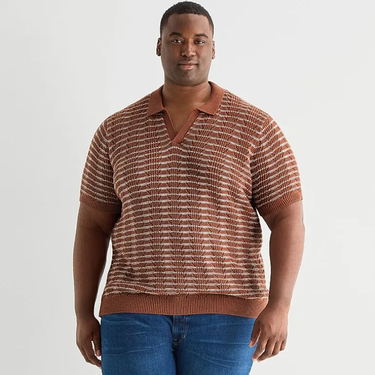 mutual weave Big and Tall Mens Short Sleeve Polo Sweater