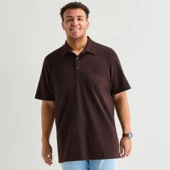 mutual weave Big and Tall Mens Regular Fit Elbow Sleeve Polo Shirt