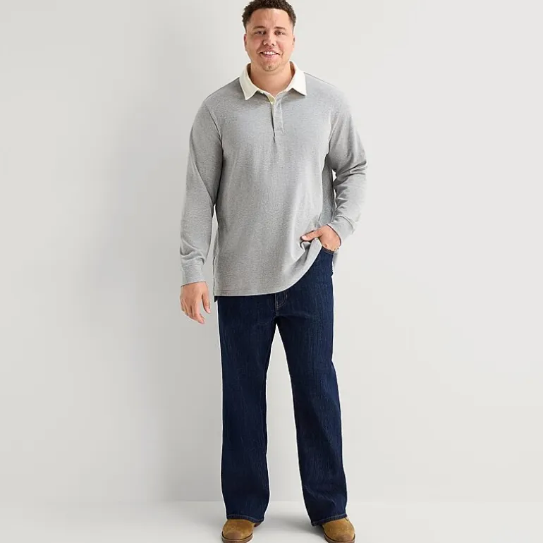 mutual weave Big and Tall Mens Regular Fit Long Sleeve Polo Shirt