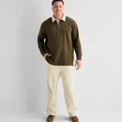 mutual weave Big and Tall Mens Regular Fit Long Sleeve Polo Shirt