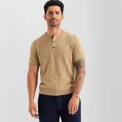 mutual weave Henley Mens Crew Neck Short Sleeve Pullover Sweater