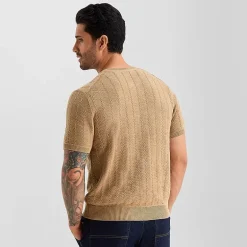 mutual weave Henley Mens Crew Neck Short Sleeve Pullover Sweater