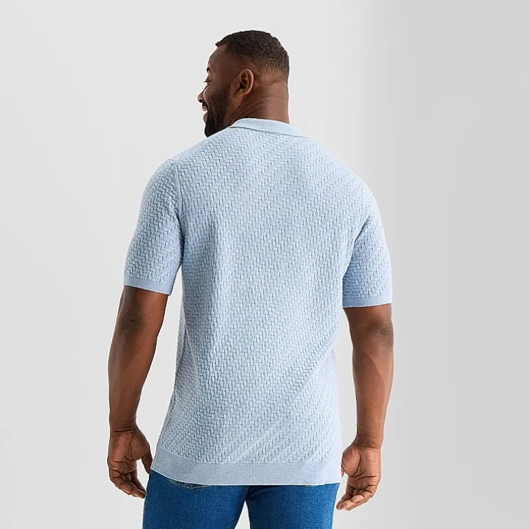 mutual weave Interwoven Big and Tall Mens Short Sleeve Button Polo Sweater