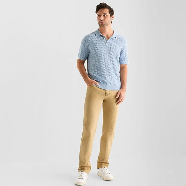 mutual weave Interwoven Mens Short Sleeve Button Polo Sweater